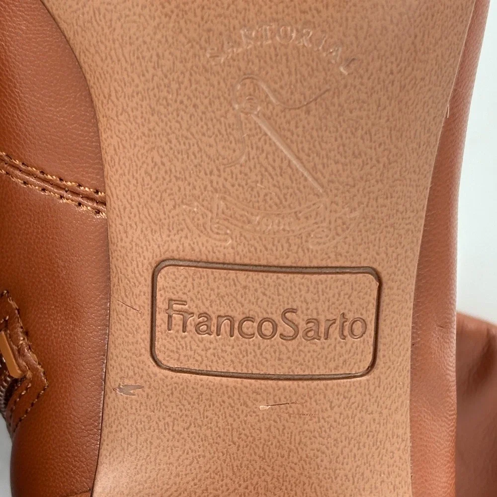 Franco Sarto Novara Over the Knee Square Toe Boots Acorn Brown Tan Women Size 6